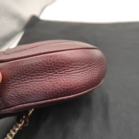 Gucci #R Metallic Burgundy Leather Mini Soho Disco Chain Crossbody Bag - Picture 6 of 10